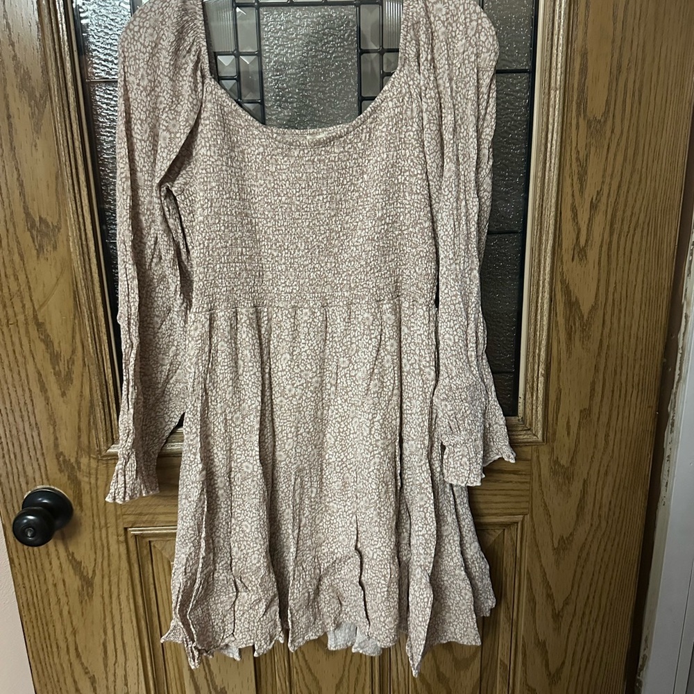 Altar'd State Cream Long Sleeve Dress